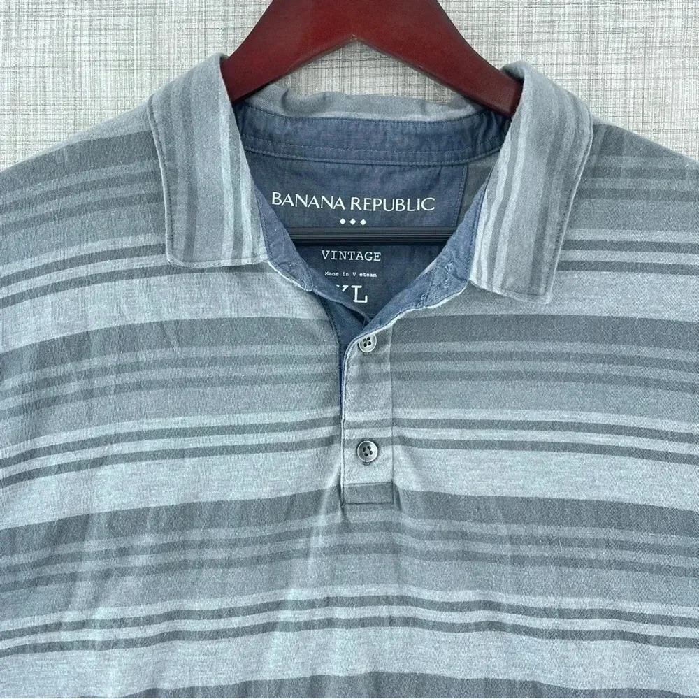 Banana Republic Vintage Style Striped Short Sleeve Polo Men's XL 7016/7 b